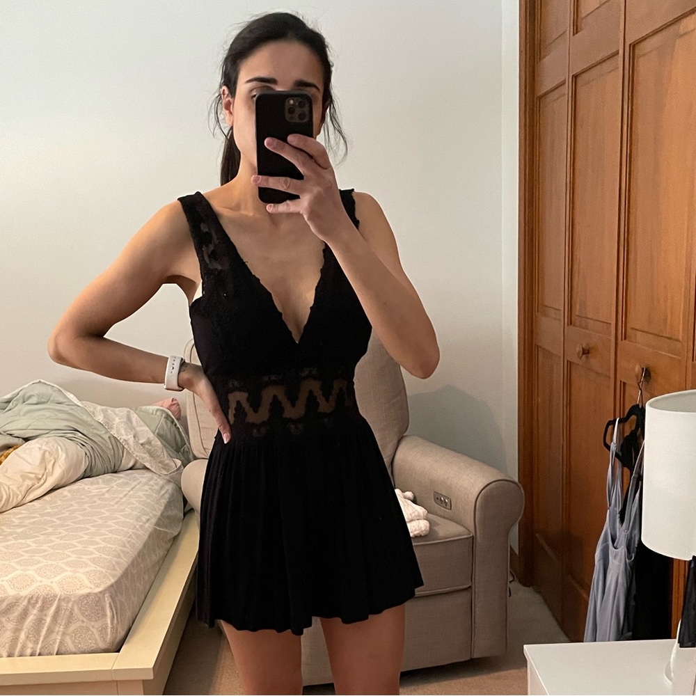 Sage Black Lace Cutout Romper